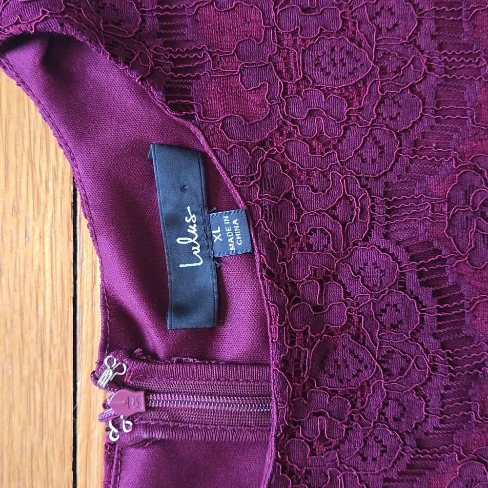 Lulus, Take Me To Brunch, Burgundy Lace Shift Dress, EUC, Women's XL - Picture 3 of 16